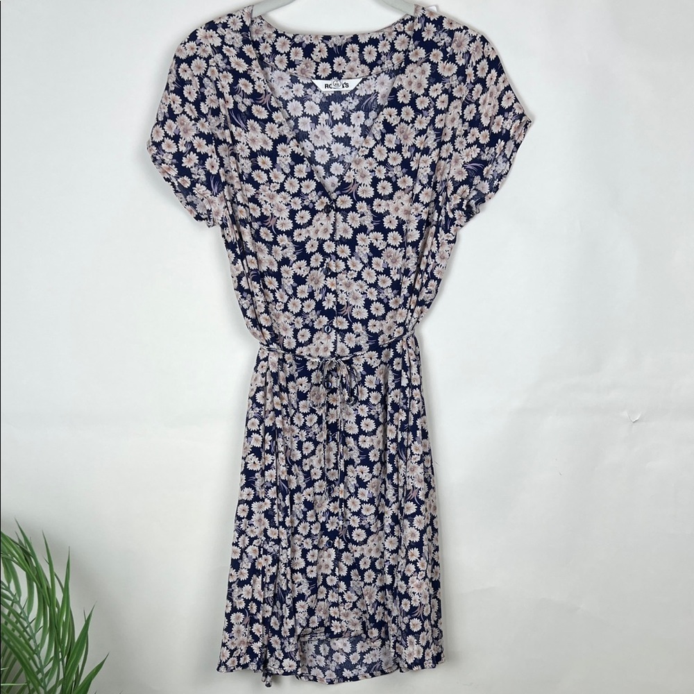 NWOT ROLLA'S Blue and Cream Floral Mini Dress - Picture 5 of 11